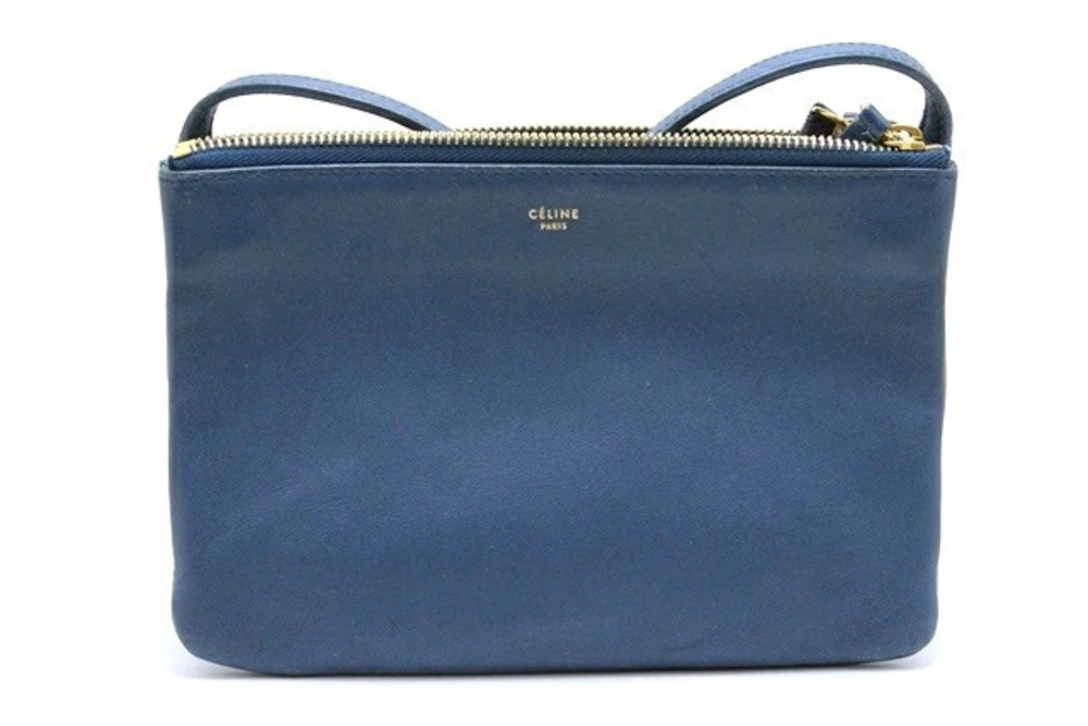 Celine Trio Leather Hobo Bag Blue SJ